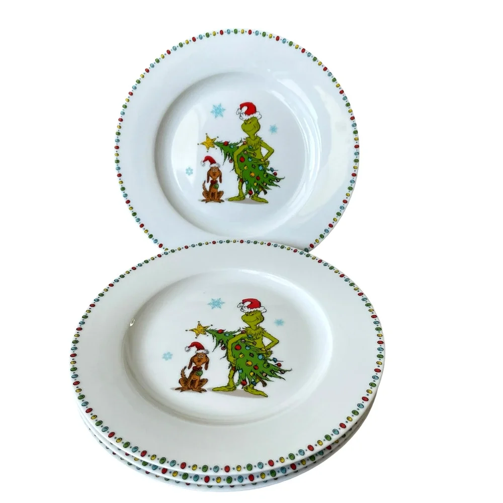 Dr. Seuss The GRINCH Who Stole Christmas Dinner Plates 10.5in Ceramic Set Of 3